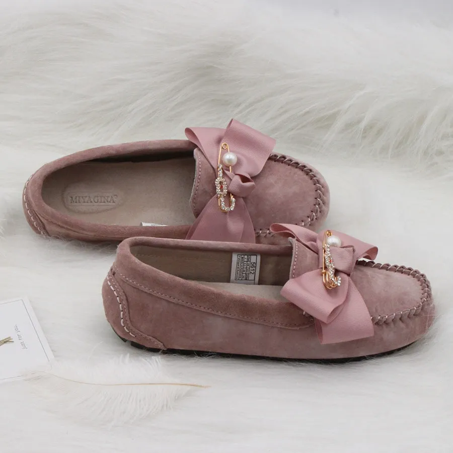 MIYAGINA Woman Leather Flat Moccasins Loafers Driving Shoes