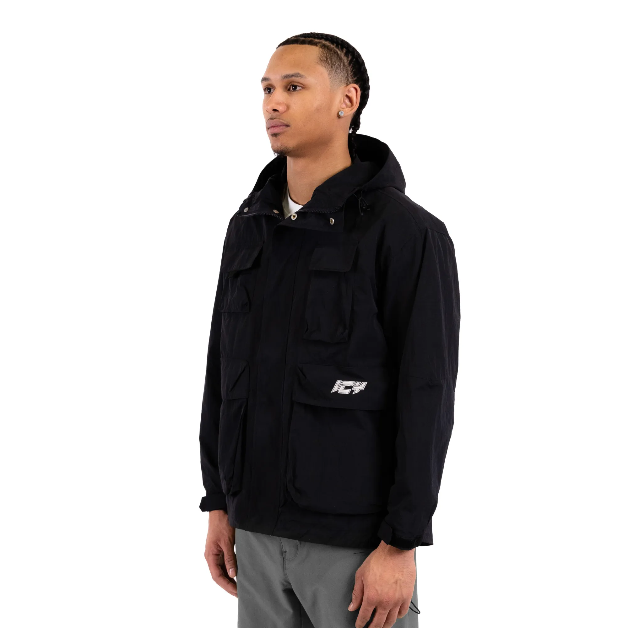 Multi-Pocket Nylon Utility Windbreaker