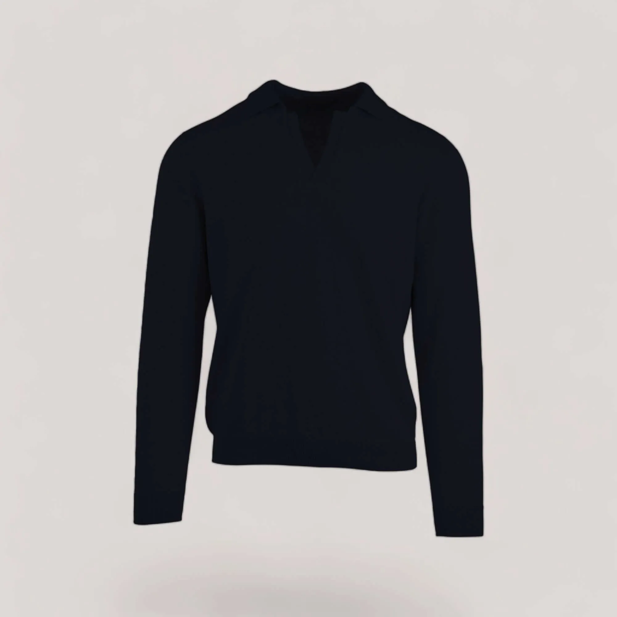 NEIL | Egyptian Cotton Long Sleeve Open Polo