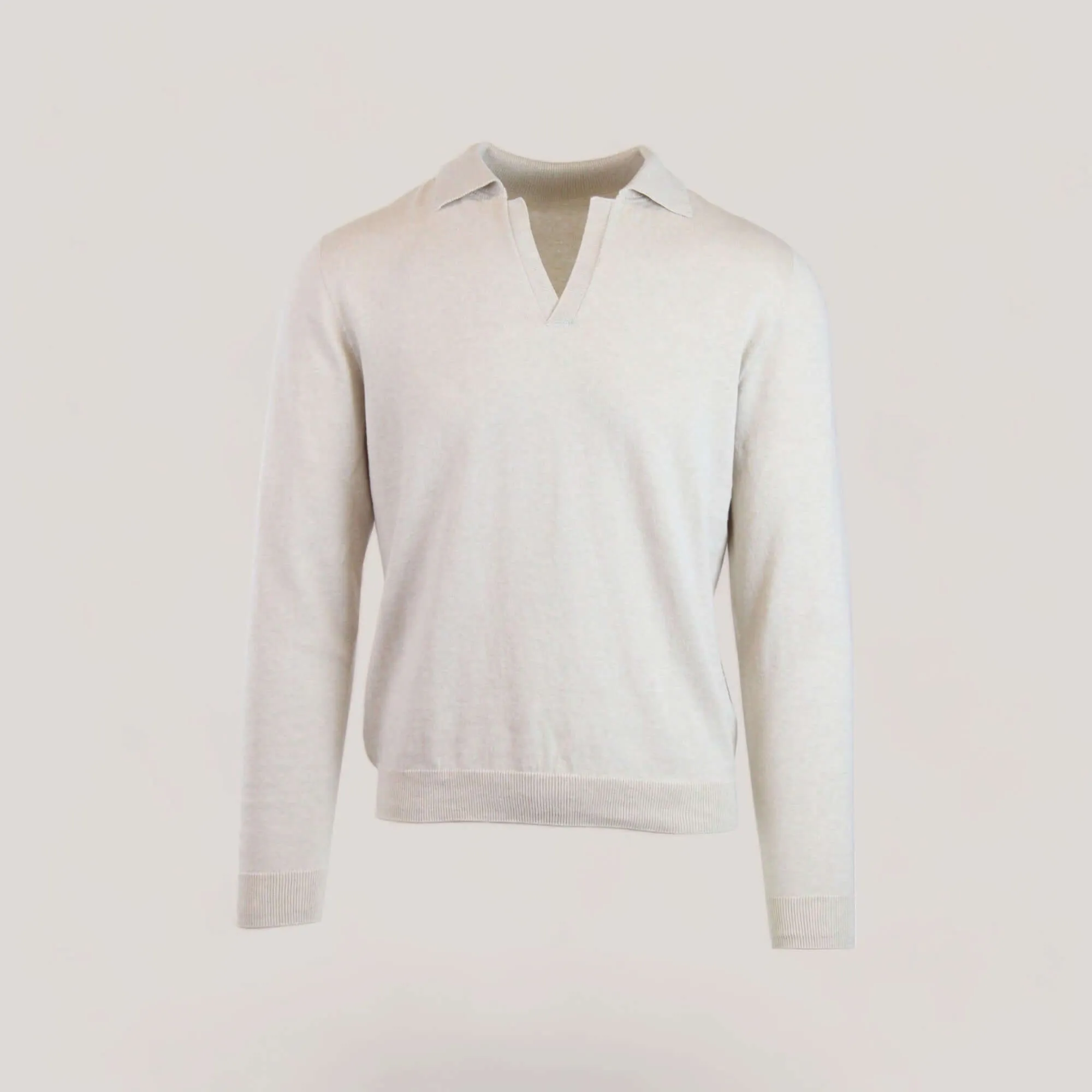 NEIL | Egyptian Cotton Long Sleeve Open Polo