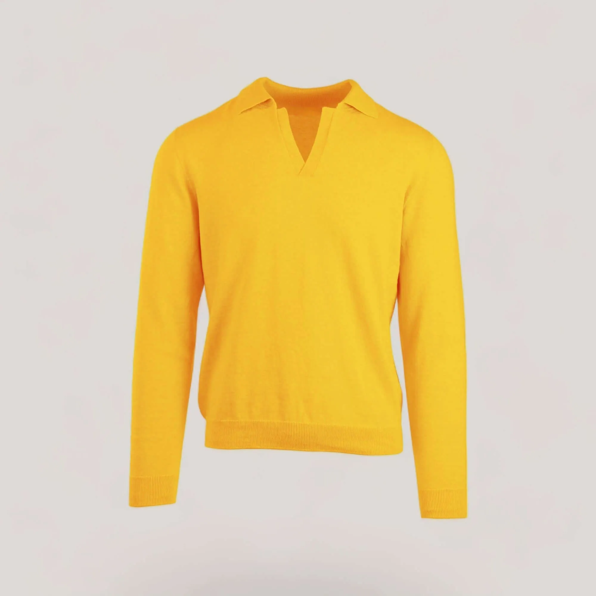 NEIL | Egyptian Cotton Long Sleeve Open Polo