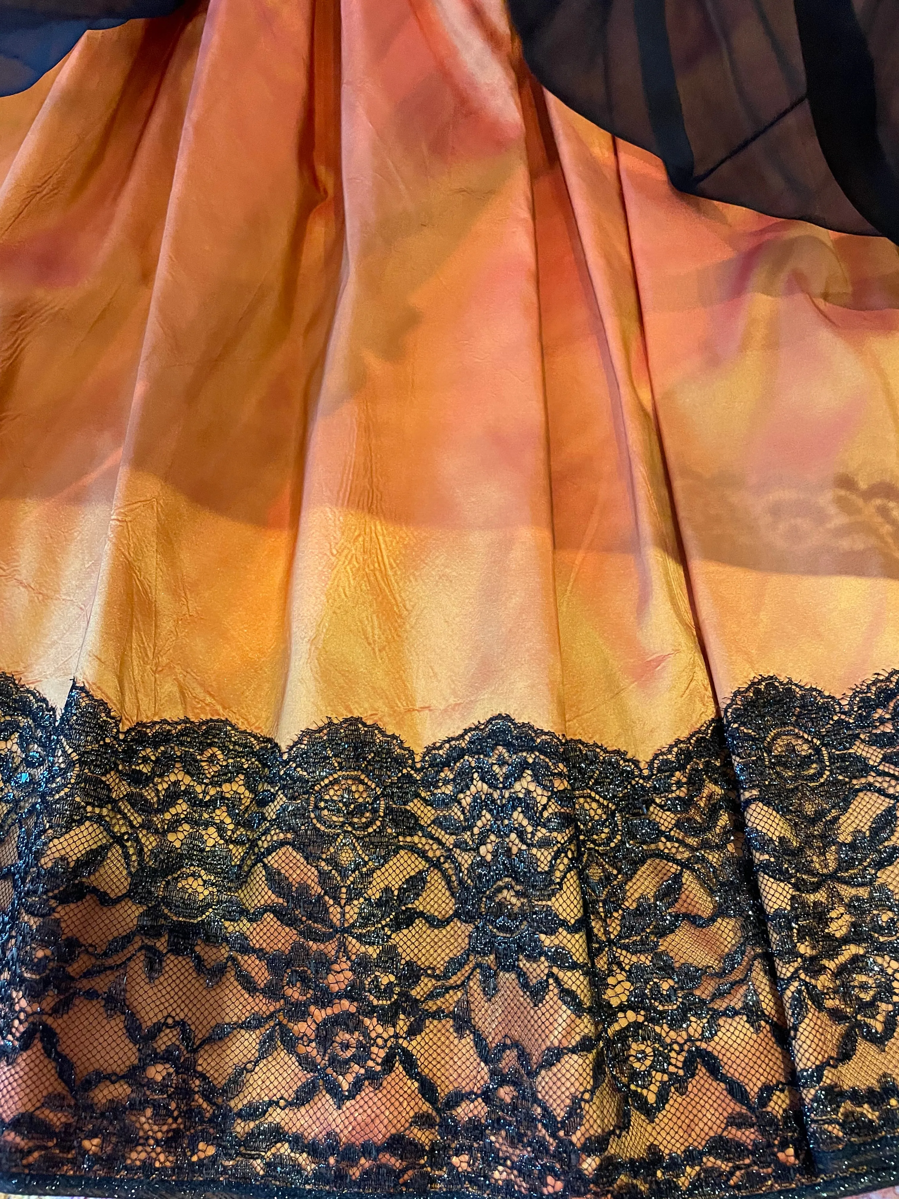 Orange Taffeta Skirt with Tulle Overlay by Geoffrey Beene