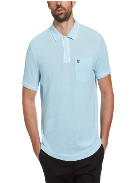 Original Penguin Archive EARL Mesh Polo Shirt/Cool Blue - New AW23