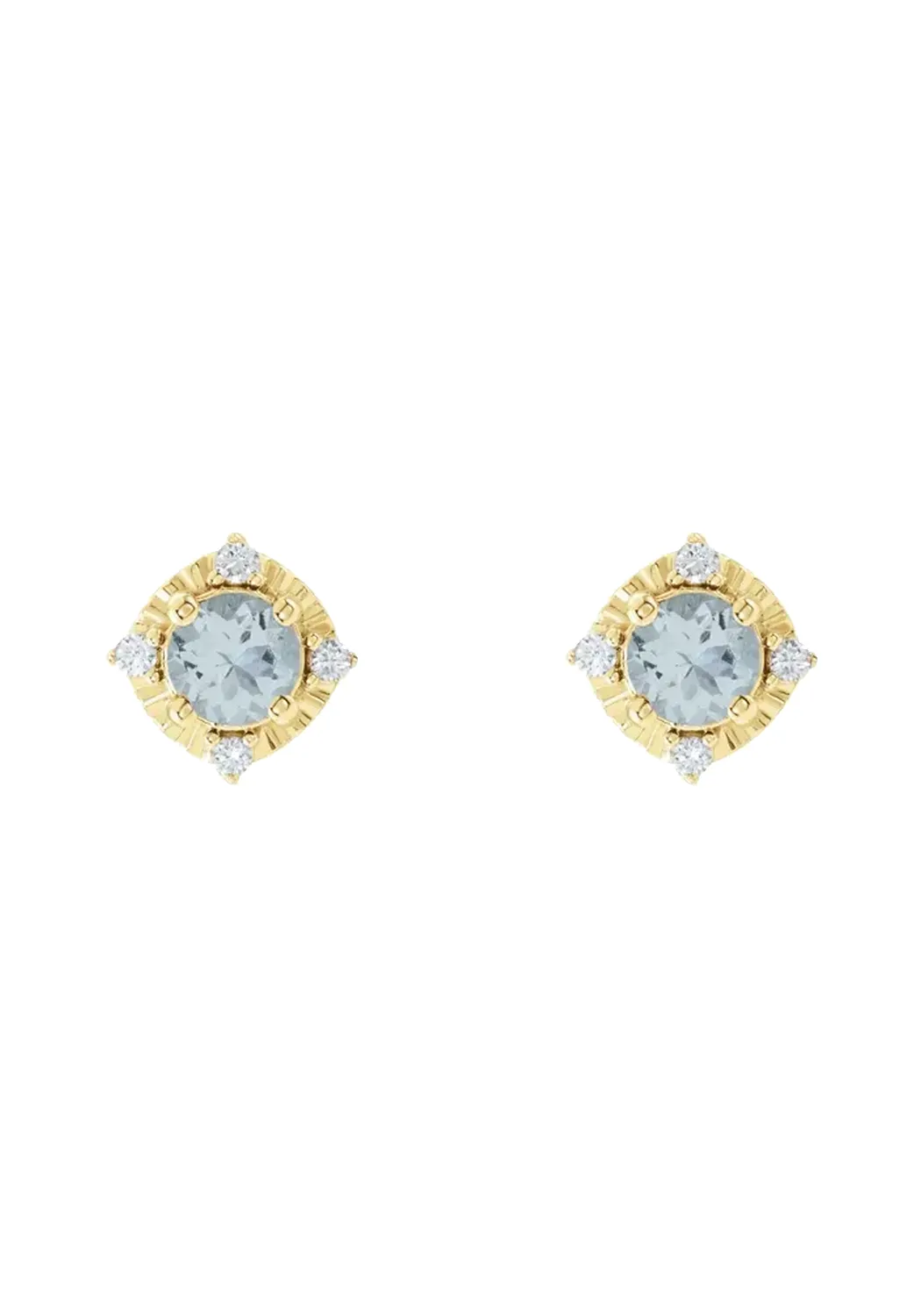 Oster Collection 18KYG Diamond Halo Aquamarine Stud Earrings