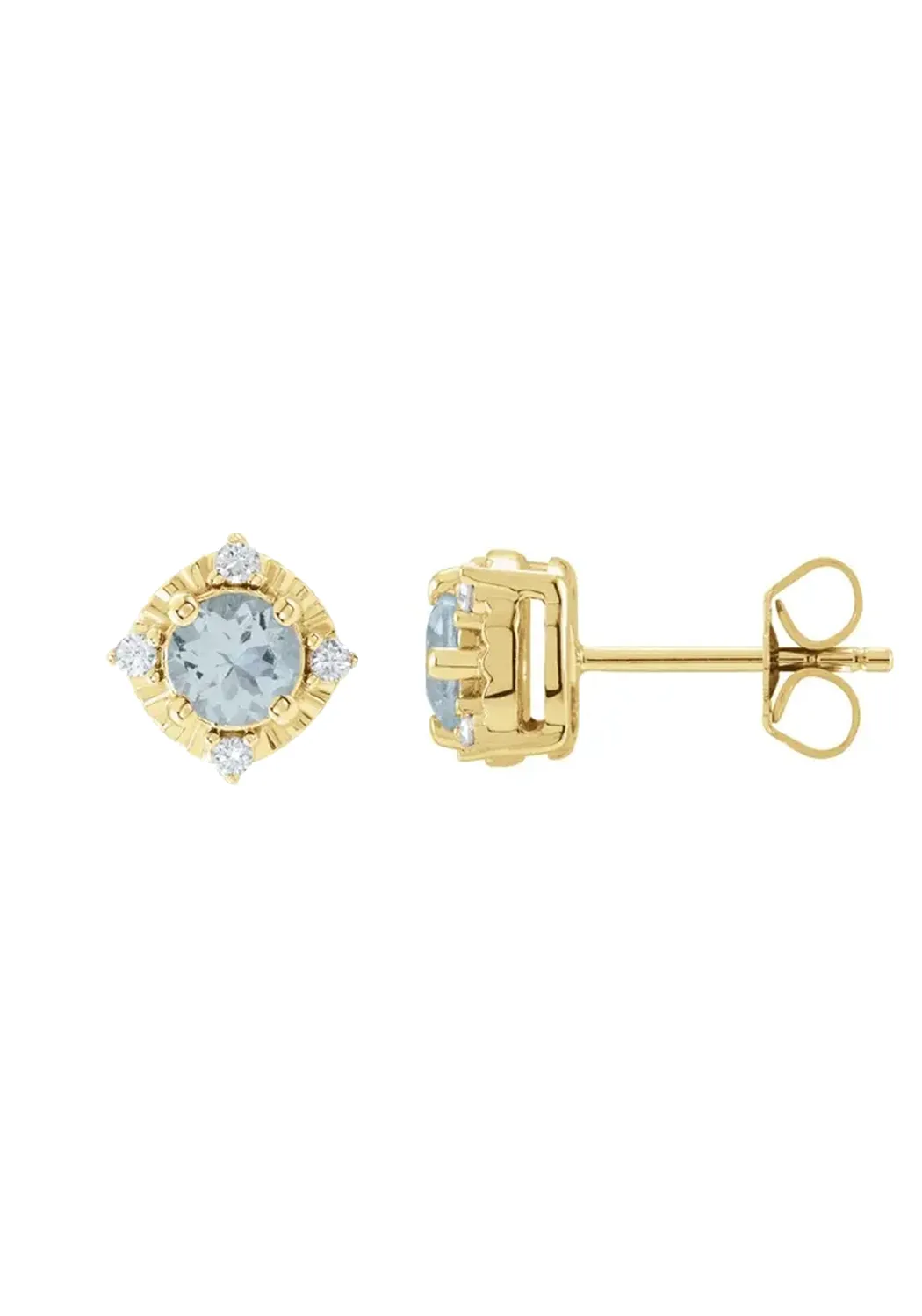 Oster Collection 18KYG Diamond Halo Aquamarine Stud Earrings