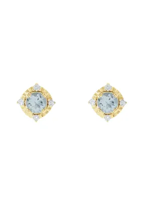 Oster Collection 18KYG Diamond Halo Aquamarine Stud Earrings