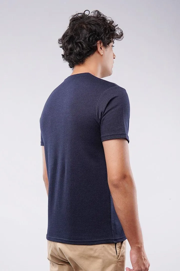 Pattern Pocket T-Shirt - Navy Blue