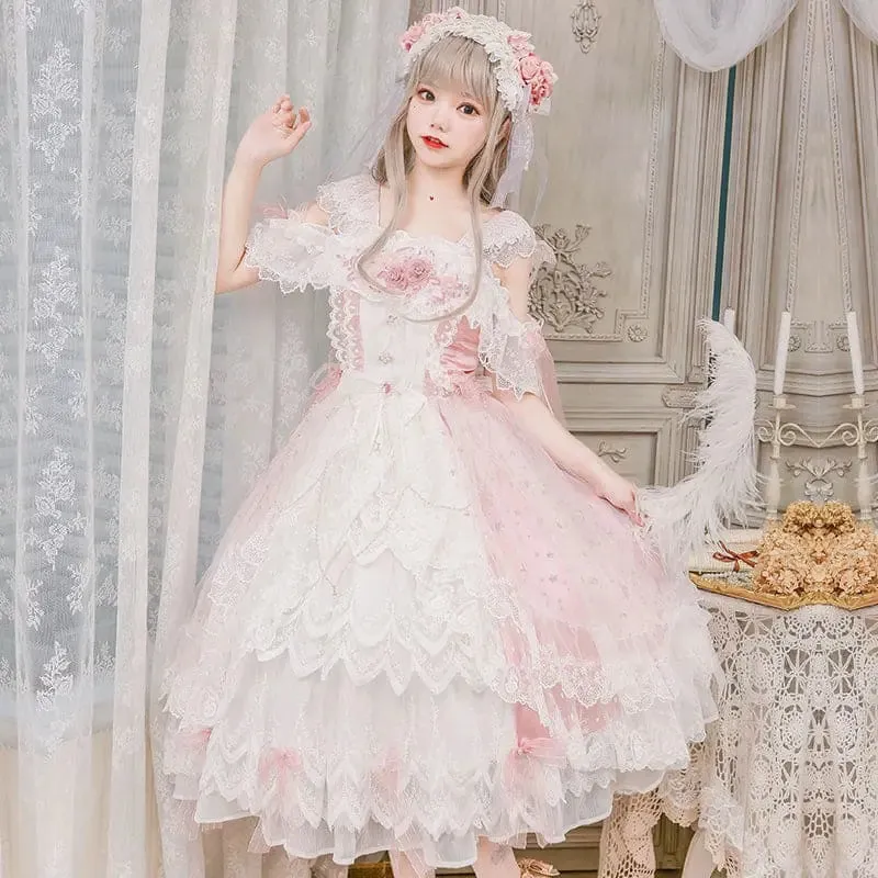 Princess Kawaii Pink Lolita Lace Dress MK17703