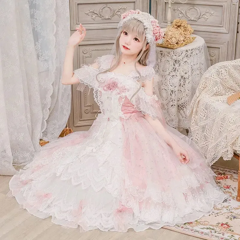 Princess Kawaii Pink Lolita Lace Dress MK17703