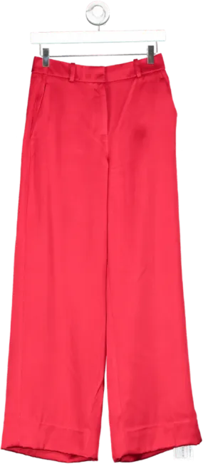 REISS Red Iris Atelier Satin Wide Leg Trousers UK 6