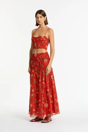 REYES GATHERED MAXI SKIRT-CACTUS FLOWER