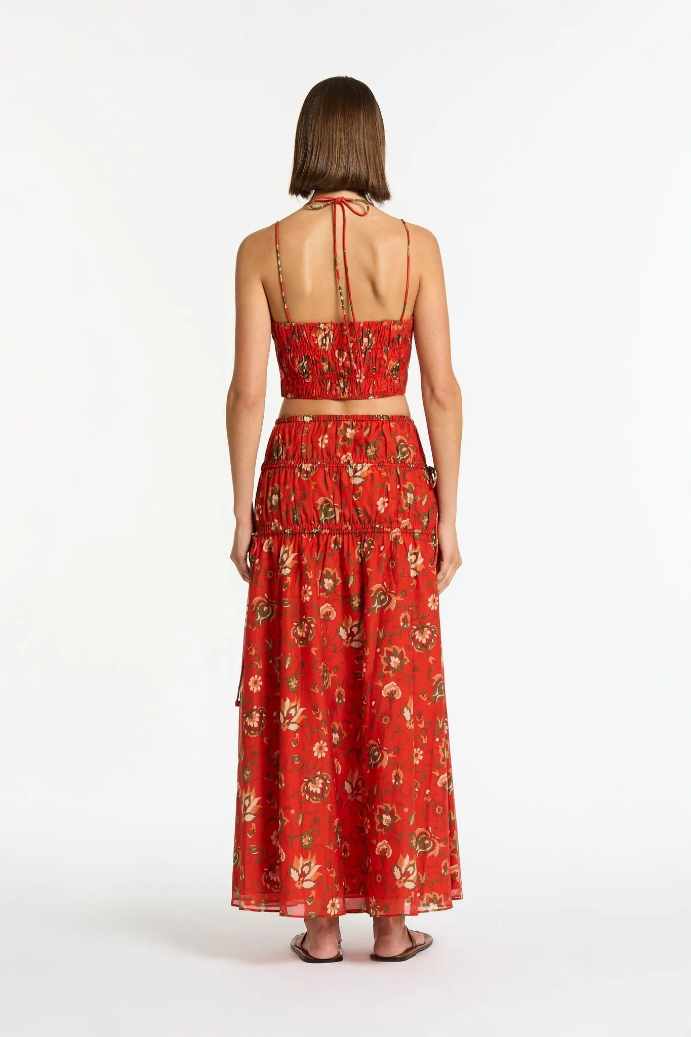 REYES GATHERED MAXI SKIRT-CACTUS FLOWER