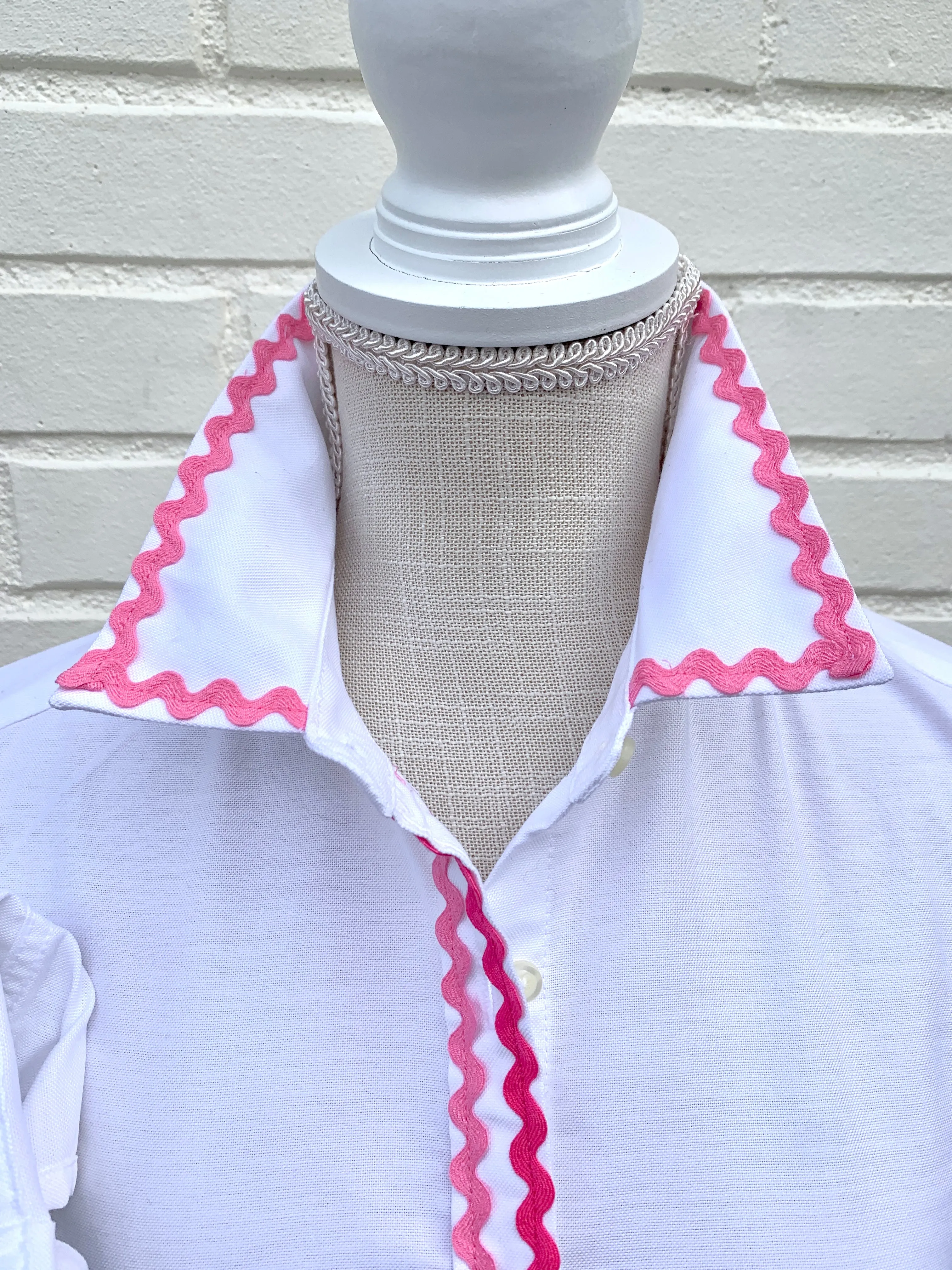 SALE - XXL ONLY - Charlotte Ric Rac Oxford Shirt Pink (CLT07) *FINAL SALE*