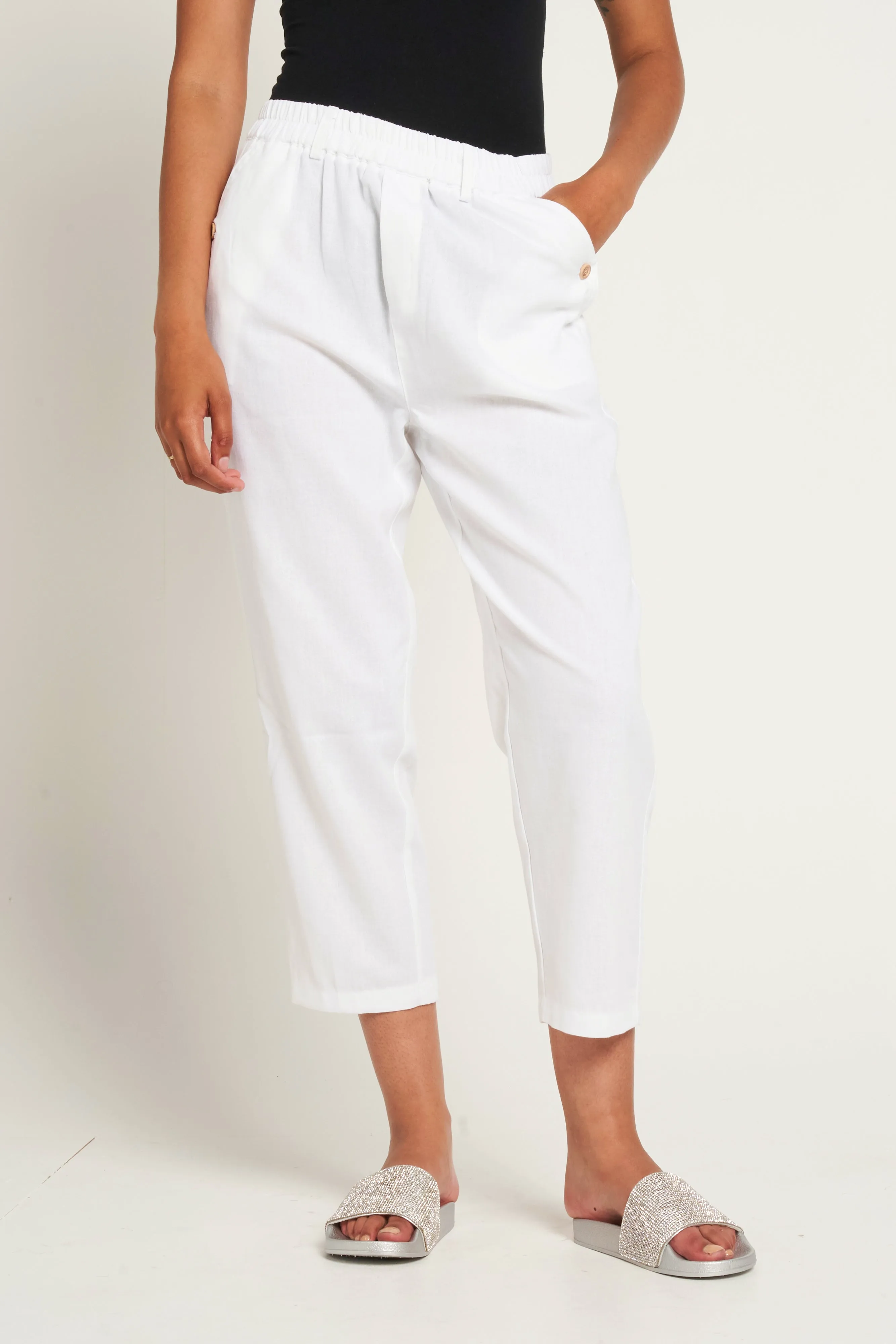 Saloos Crop Trousers with Angle Front Pockets