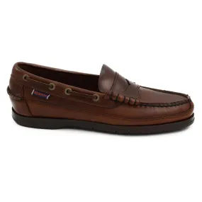 Sebago Sloop Brown Oiled Waxy Slip On Shoes