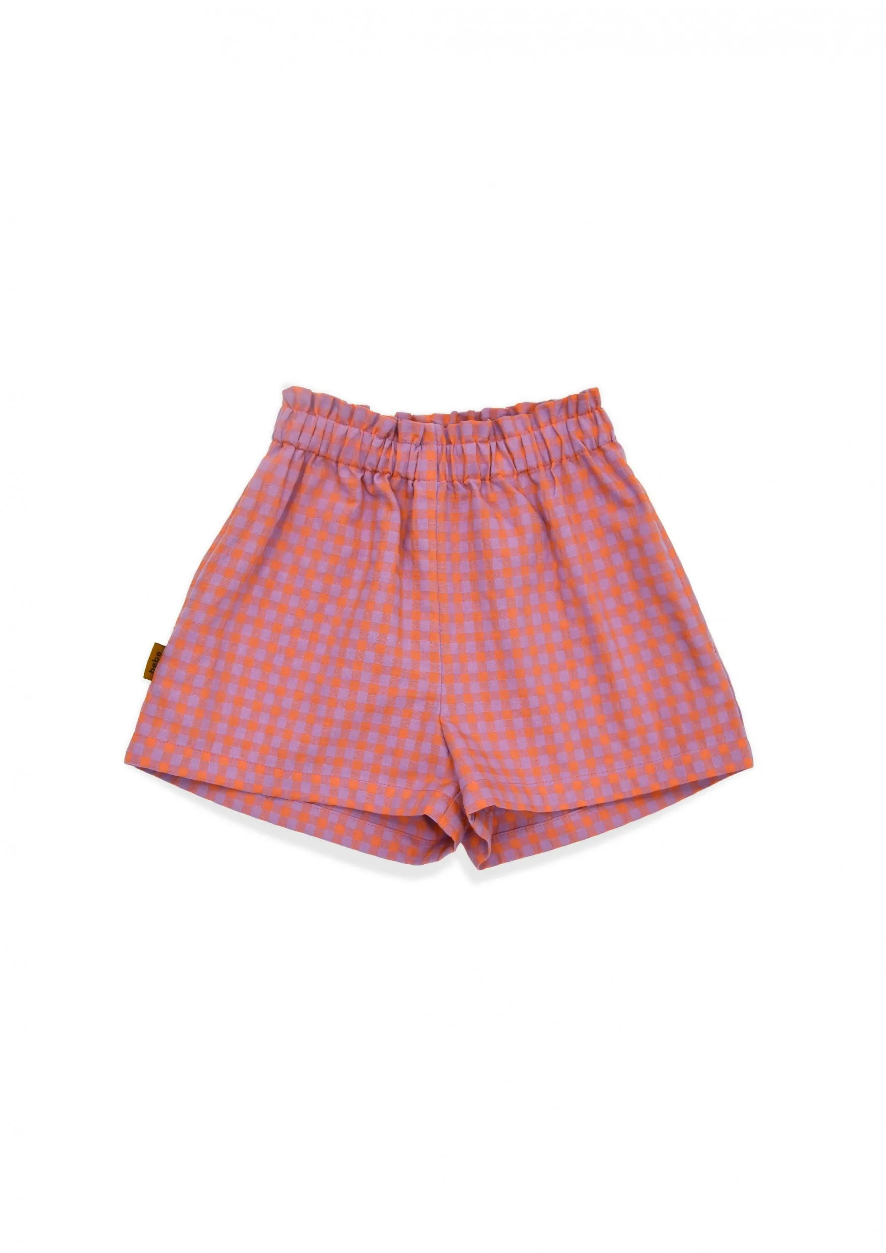 Shorts cotton with pink check print