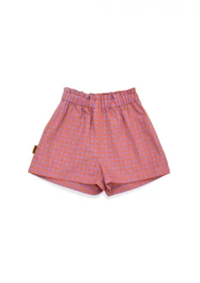 Shorts cotton with pink check print