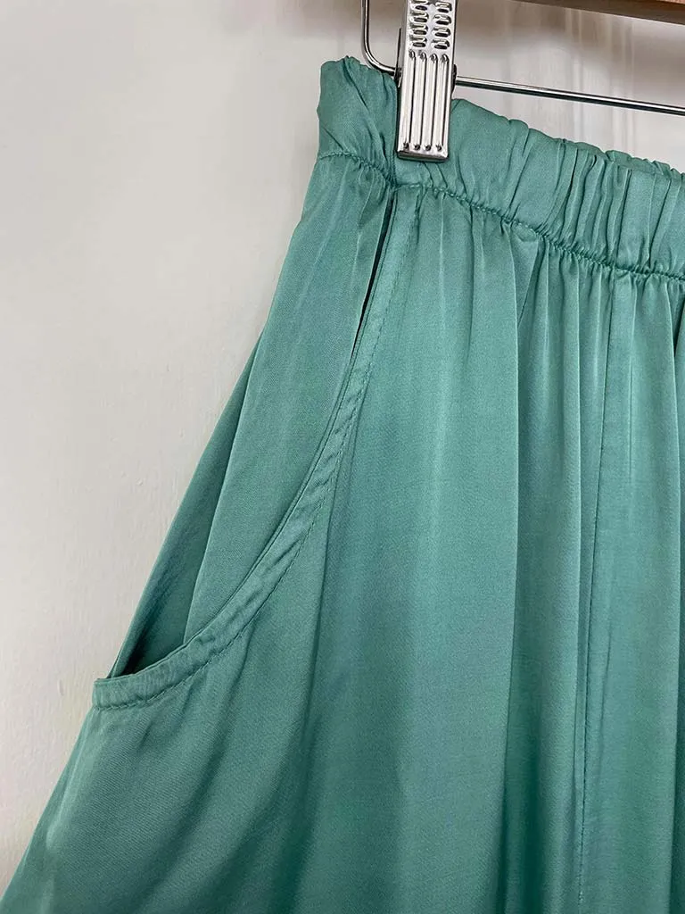 Silk Feel Cocoon Trousers - Sea Green