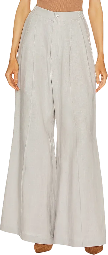 Sleeper Grey Linen Flower Power Wide Leg Trousers BNWT UK L