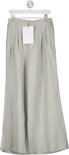 Sleeper Grey Linen Flower Power Wide Leg Trousers BNWT UK L