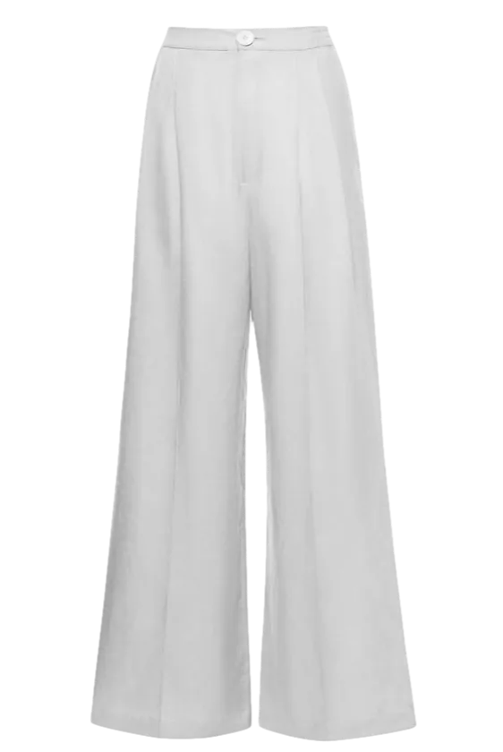 Sleeper Grey Linen Flower Power Wide Leg Trousers BNWT UK L