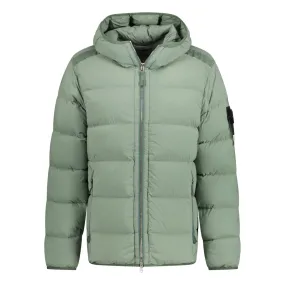 Stone Island Hooded Puffer Jacket In Seamless Tunnel Nylon Mint Green