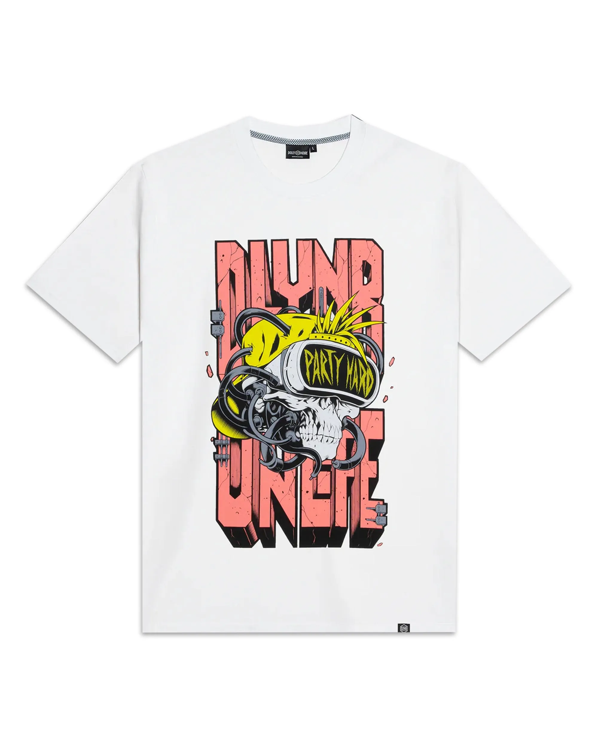 T-Shirt Uomo Dolly Noire Party Hard Skull Tee Bianco