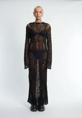 The Ragged Priest Siren Sequin Distressed Maxi Dress