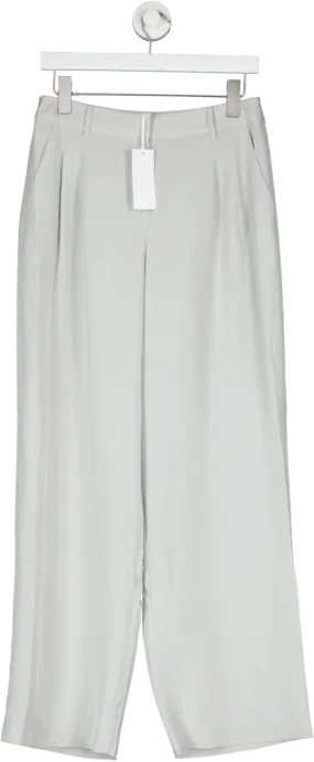 The White Company Grey Silk Blend Wide Leg Lux Trousers UK 10