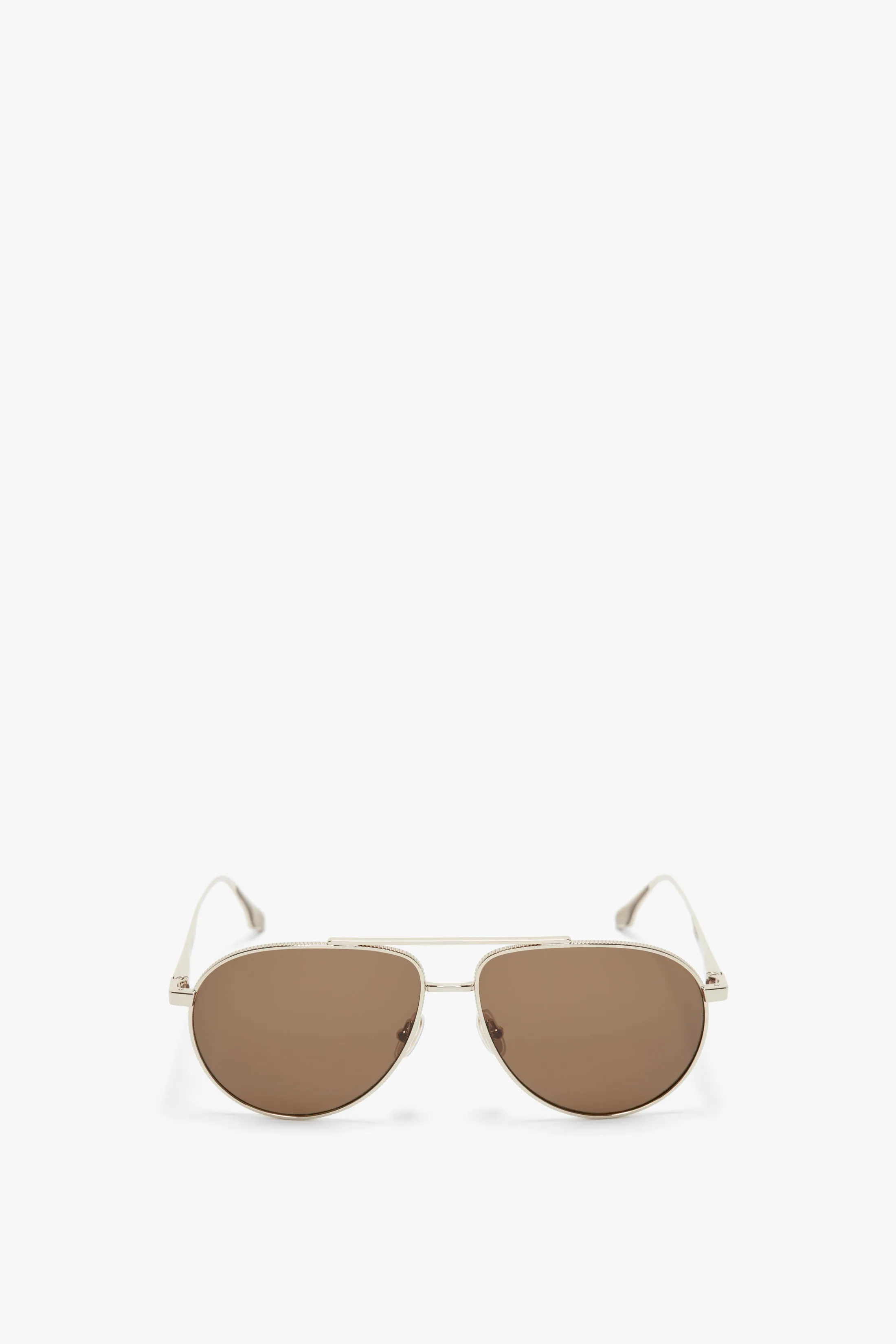 V Metal Pilot Sunglasses In Gold-Khaki