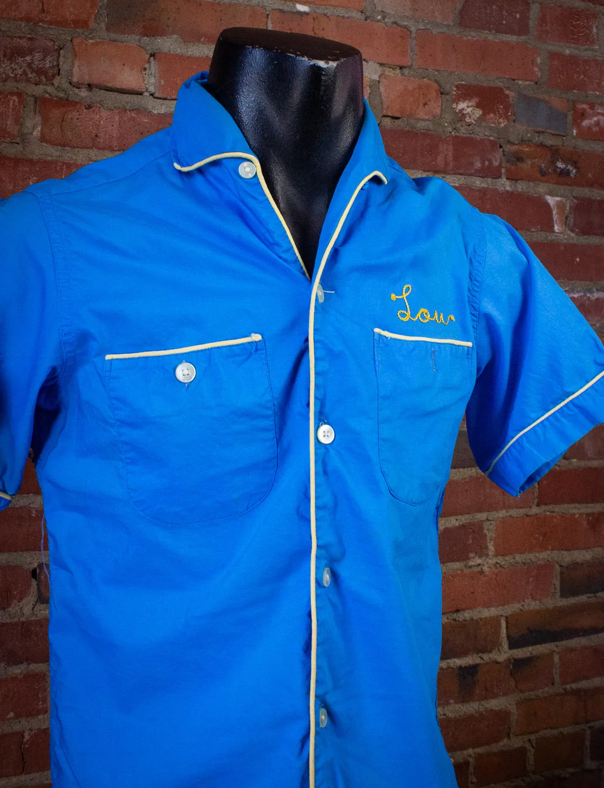 Vintage Don Carter Colonial Card Lou Bowling Shirt 50s Blue Small