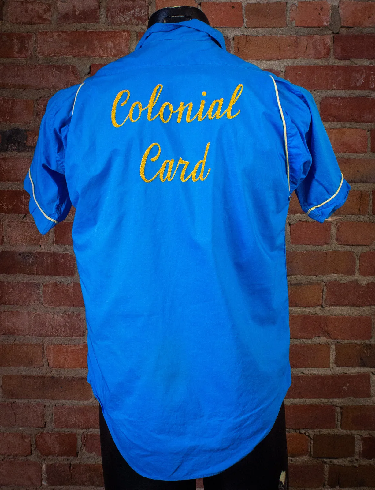 Vintage Don Carter Colonial Card Lou Bowling Shirt 50s Blue Small