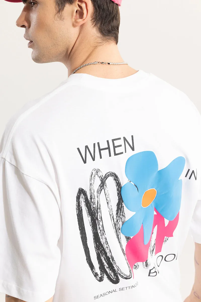 When In Bloom White Oversized T-Shirt