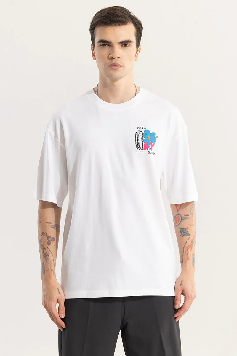 When In Bloom White Oversized T-Shirt