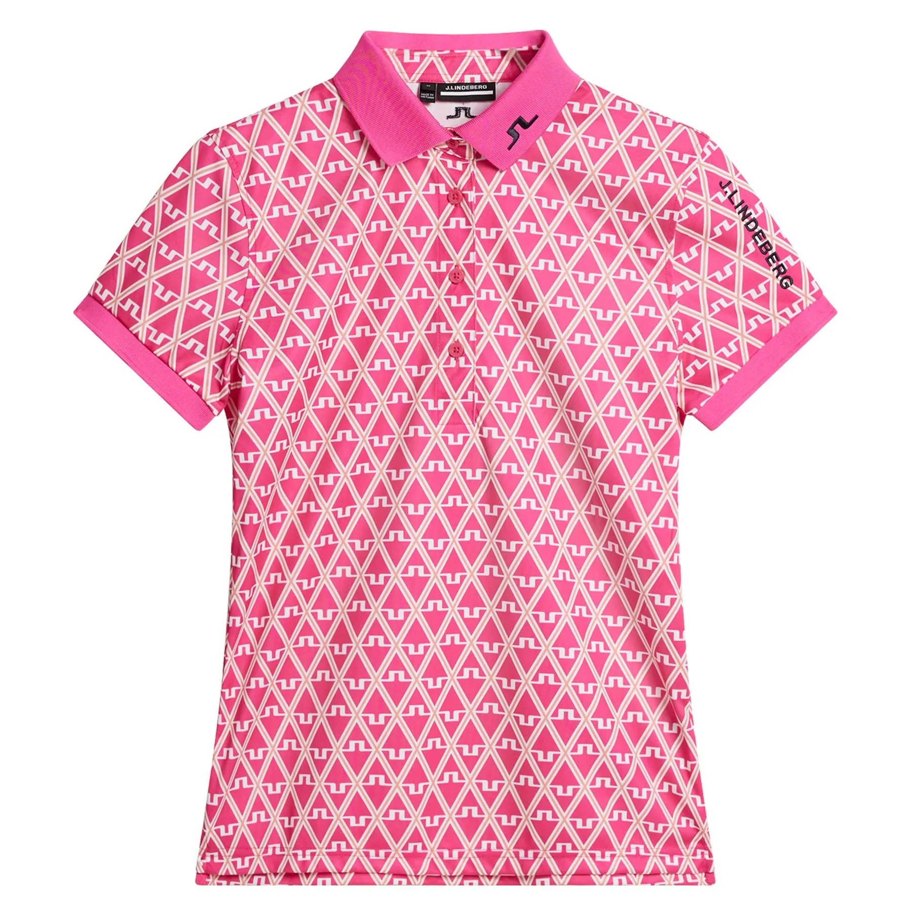 Womens Tour Tech TX Jersey Print Polo Geo Fuchsia Purple - SS24