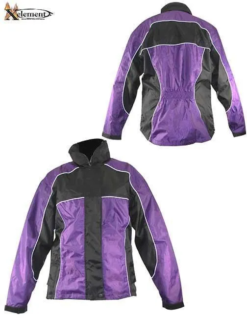 Xelement RN4764 Women's Black and Purple 2-Piece Motorcycle Rain Suit